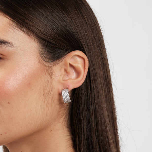 Jon Richard Crystal Pave Hoop Earrings
