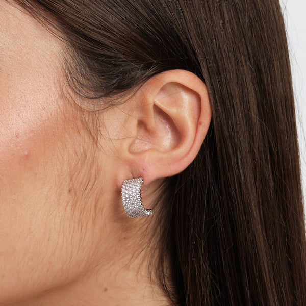 Jon Richard Crystal Pave Hoop Earrings