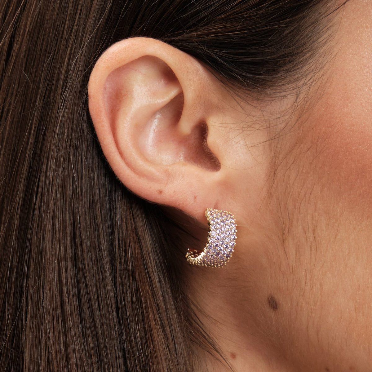 Jon Richard Amethyst Pave Hoop Earrings