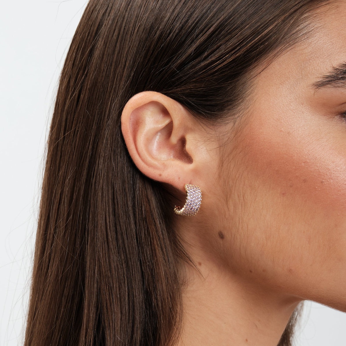Jon Richard Amethyst Pave Hoop Earrings