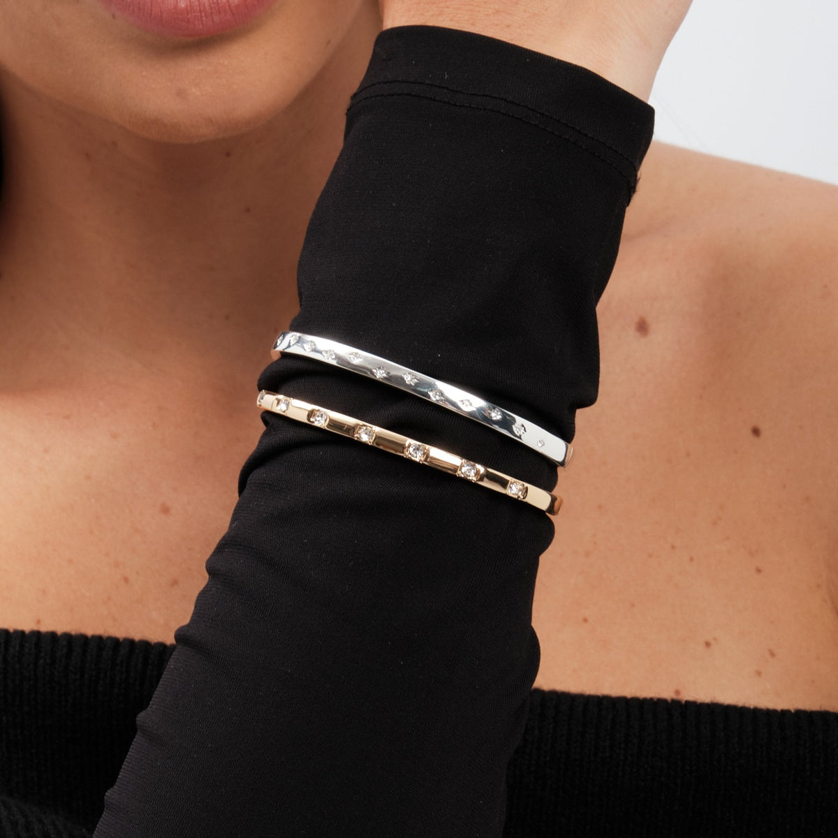 Mood Silver Crystal Star Cuff Bracelet