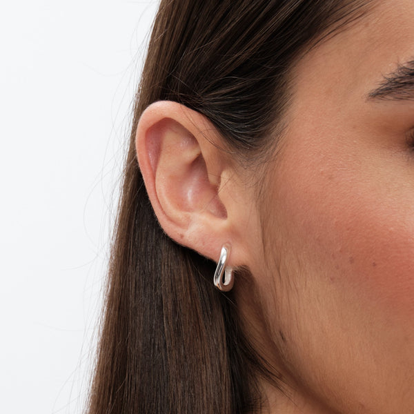Simply Silver Sterling Silver 925 Polished Curve Twist Hoop Earrings