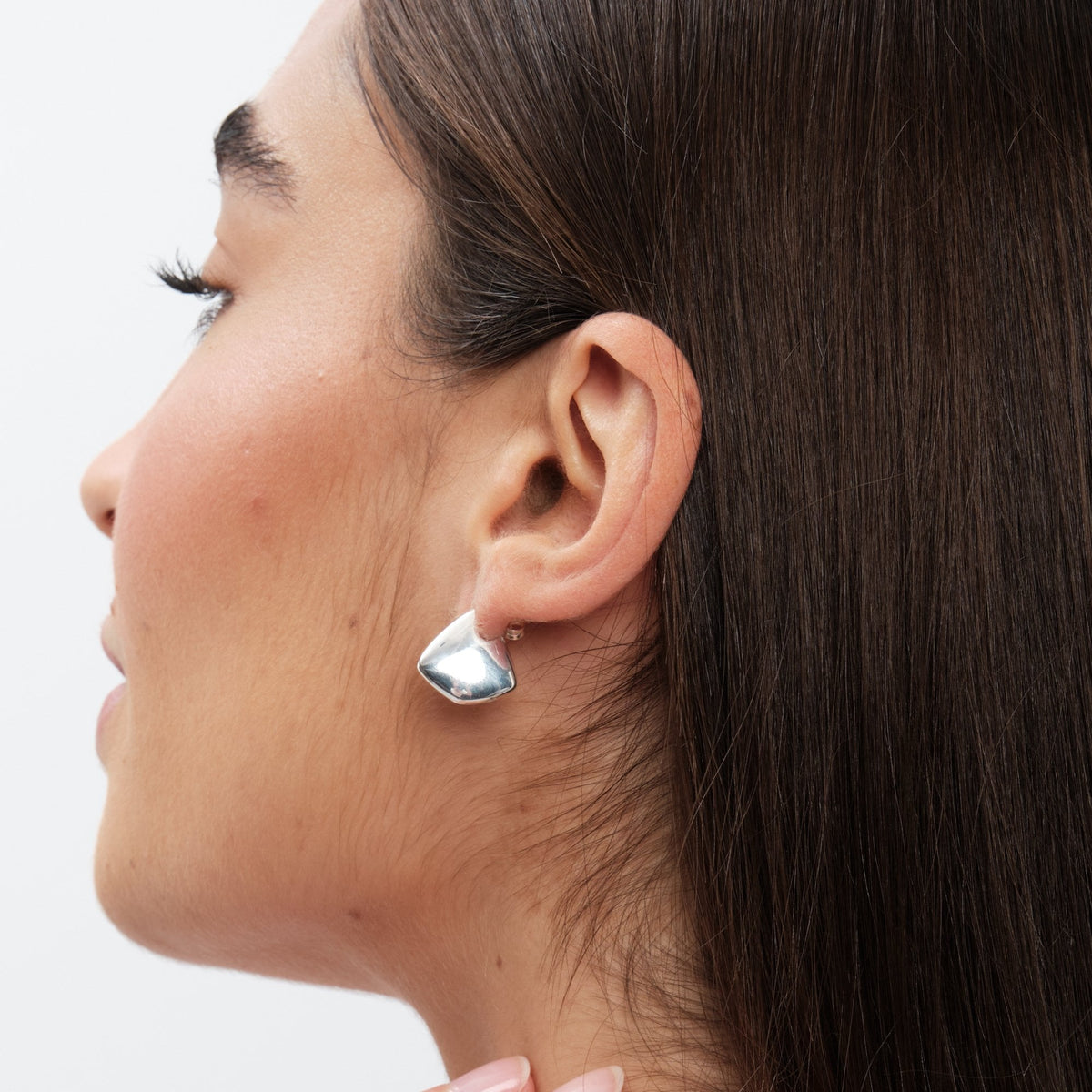 Simply Silver Sterling Silver 925 Polished Angular Hoop Earrings