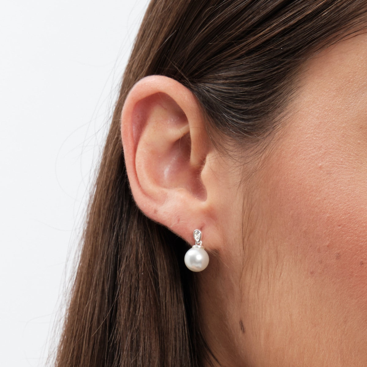 Simply Silver Sterling Silver 925 Cubic Zirconia and Pearl Drop Earrings