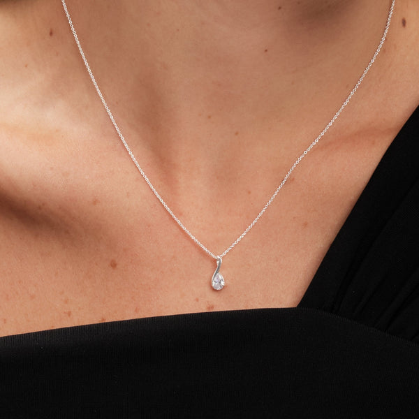 Simply Silver Sterling Silver 925 Polished and Cubic Zirconia Peardrop Set - Gift Boxed
