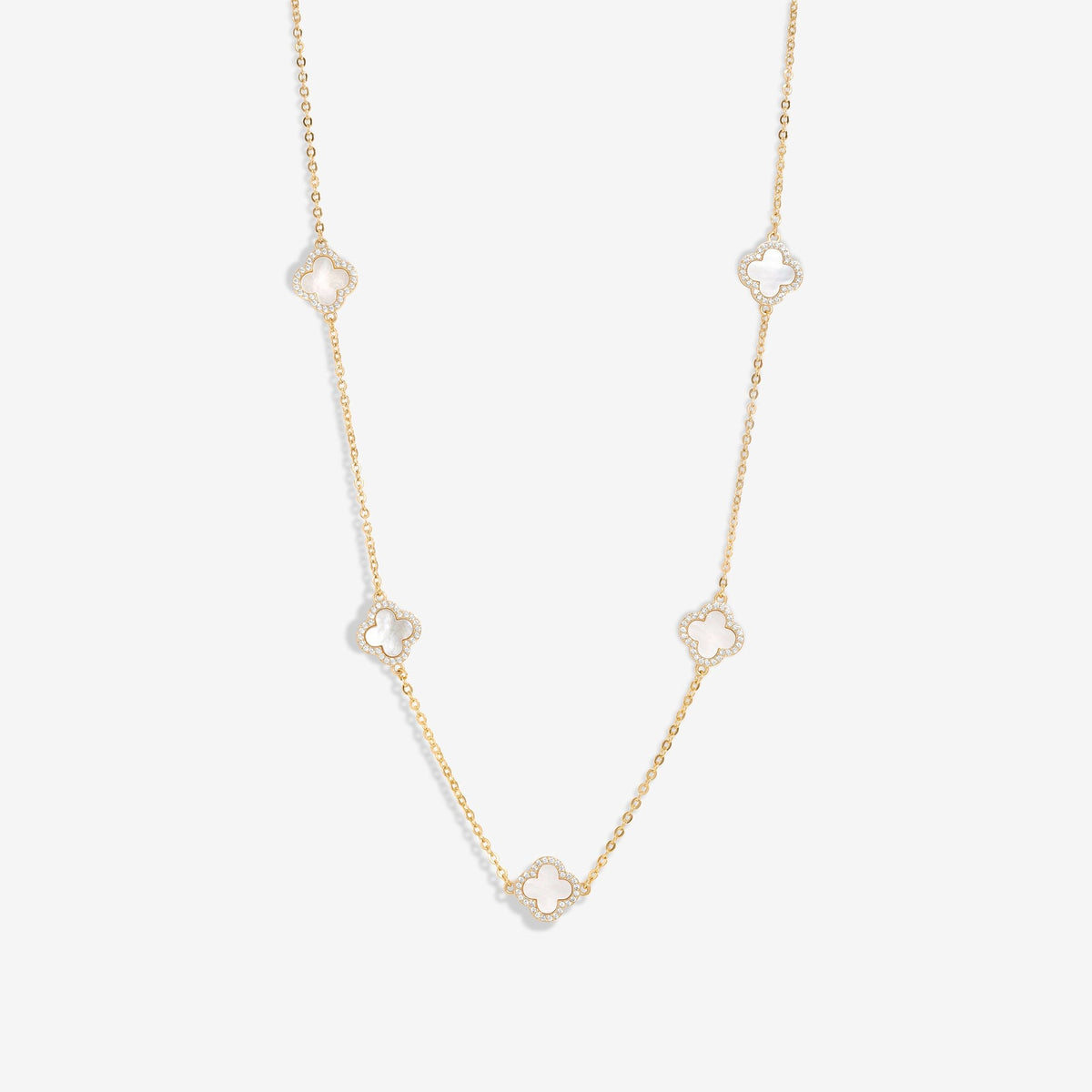 Jon Richard Gold Plated And Mother of Pearl Station Clover Necklace