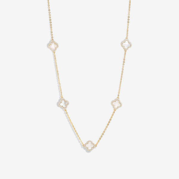 Jon Richard Gold Plated And Mother of Pearl Station Clover Necklace