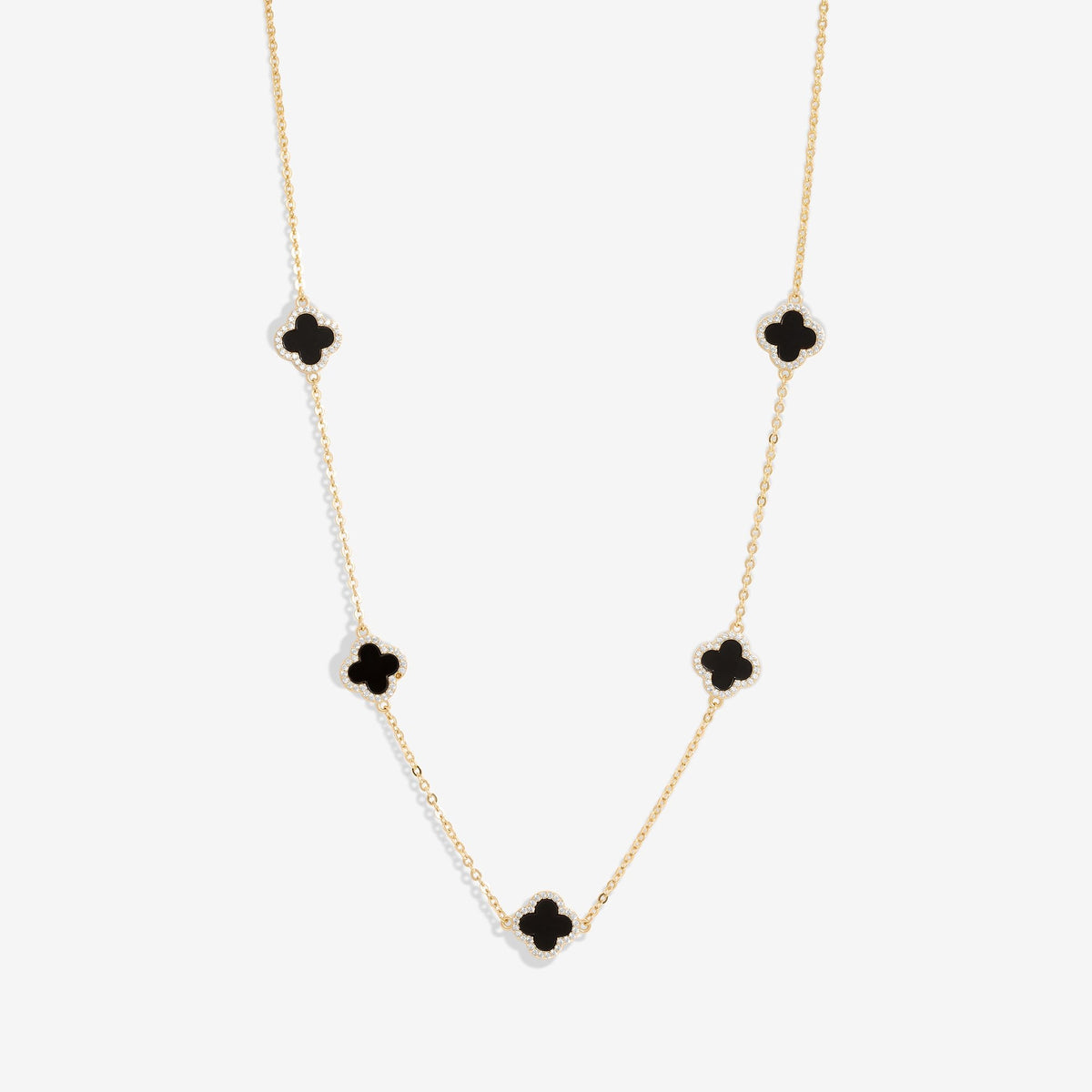 Jon Richard Gold Plated And Jet Station Clover Necklace