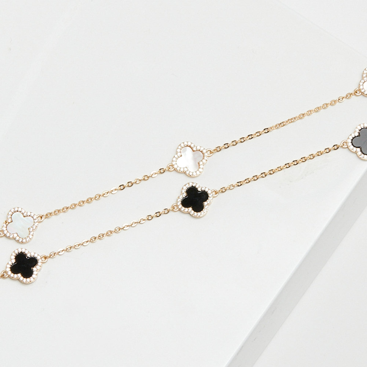 Jon Richard Gold Plated And Mother of Pearl Station Clover Necklace