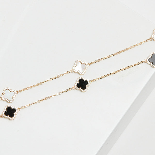 Jon Richard Gold Plated And Mother of Pearl Station Clover Necklace