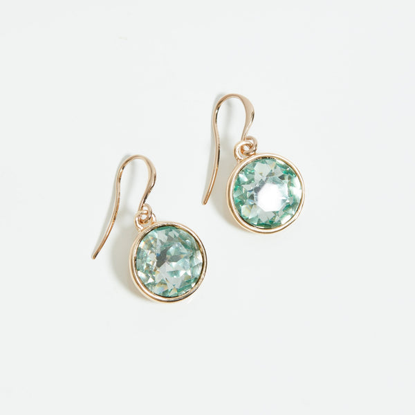 Mood Gold Green Round Fish Hook Drop Earrings