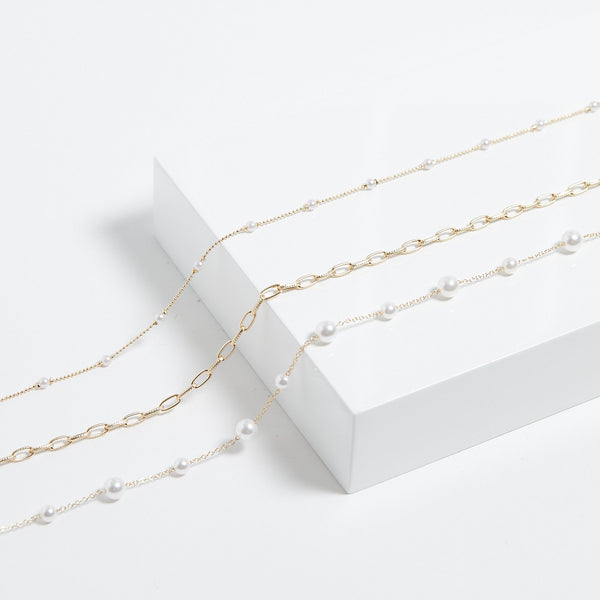 Mood Gold Pearl Chain Multirow Necklace - Pack Of 3