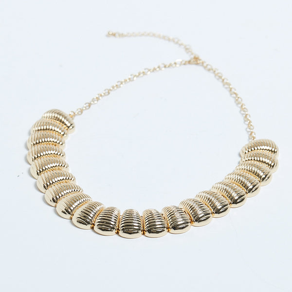 Mood Gold Polished Ridged Collar Necklace