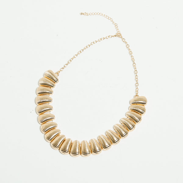 Mood Gold Polished Ridged Collar Necklace