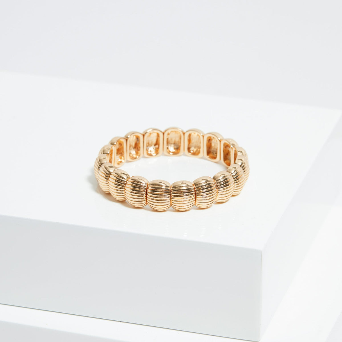 Mood Gold Polished Ridged Stretch Bracelet