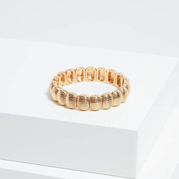 Mood Gold Polished Ridged Stretch Bracelet
