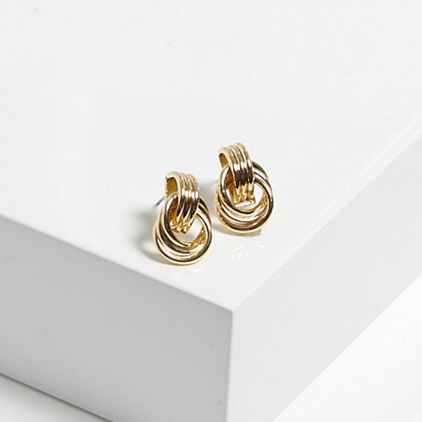 Mood Gold Ridged Mini Doorknocker Earrings