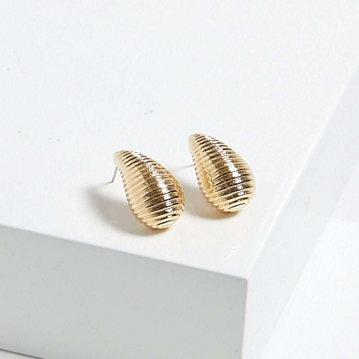 Mood Gold Ridged Dome Hoop Earrings