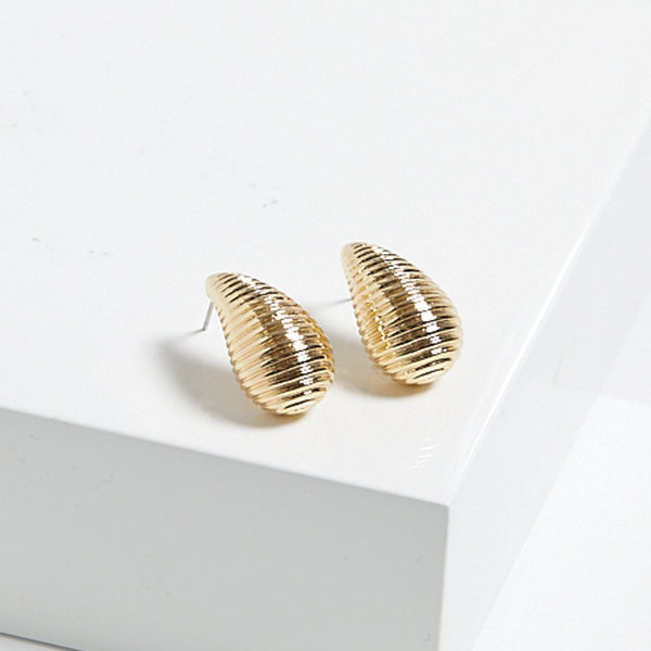 Mood Gold Ridged Dome Hoop Earrings