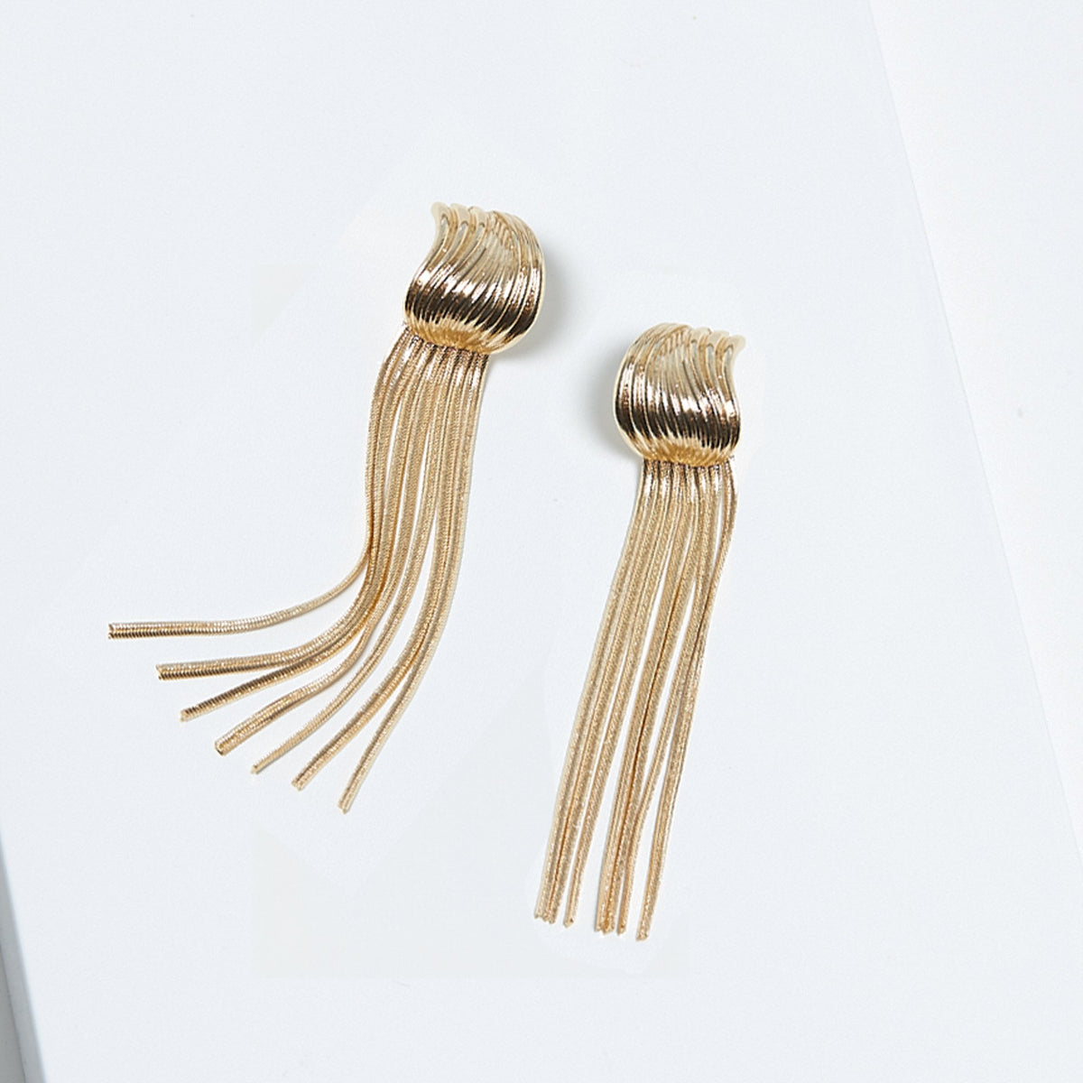 Mood Gold Ridged Snake Chain Statement Drop Earrings