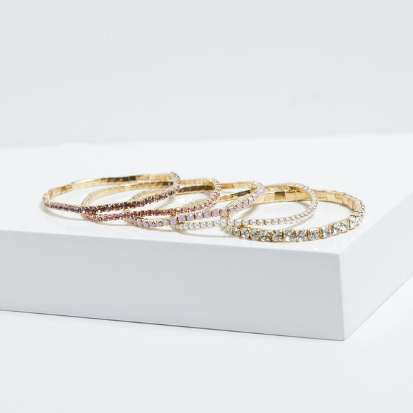 Mood Gold Romantic Tonal Mixed Stretch Bracelets - Pack Of 5