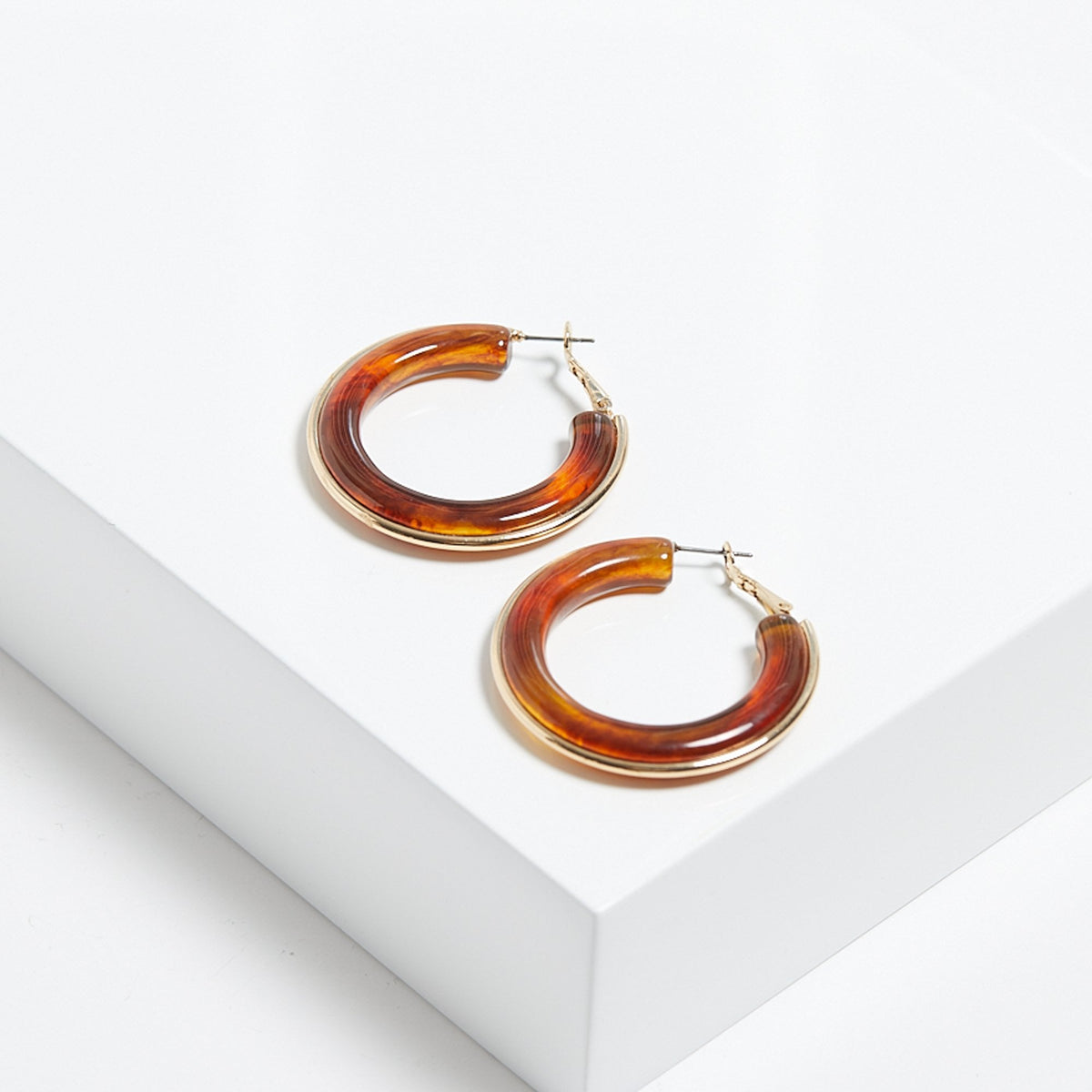 Mood Gold Tort Resin And Polished Large Hoops