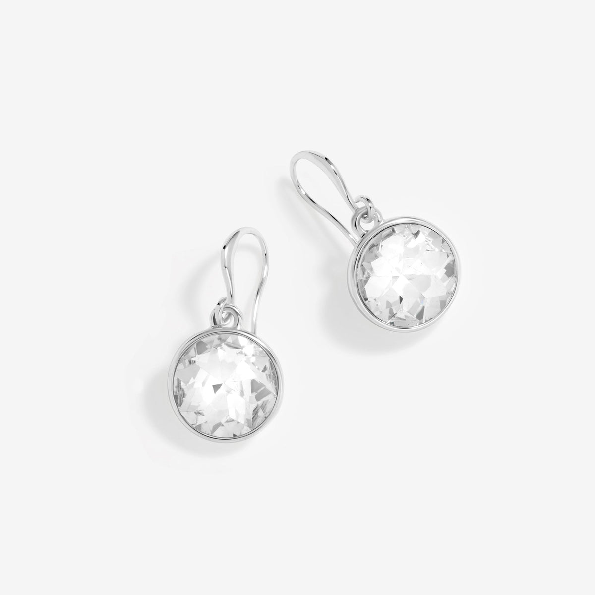 Mood Silver Crystal Round Fish Hook Drop Earrings