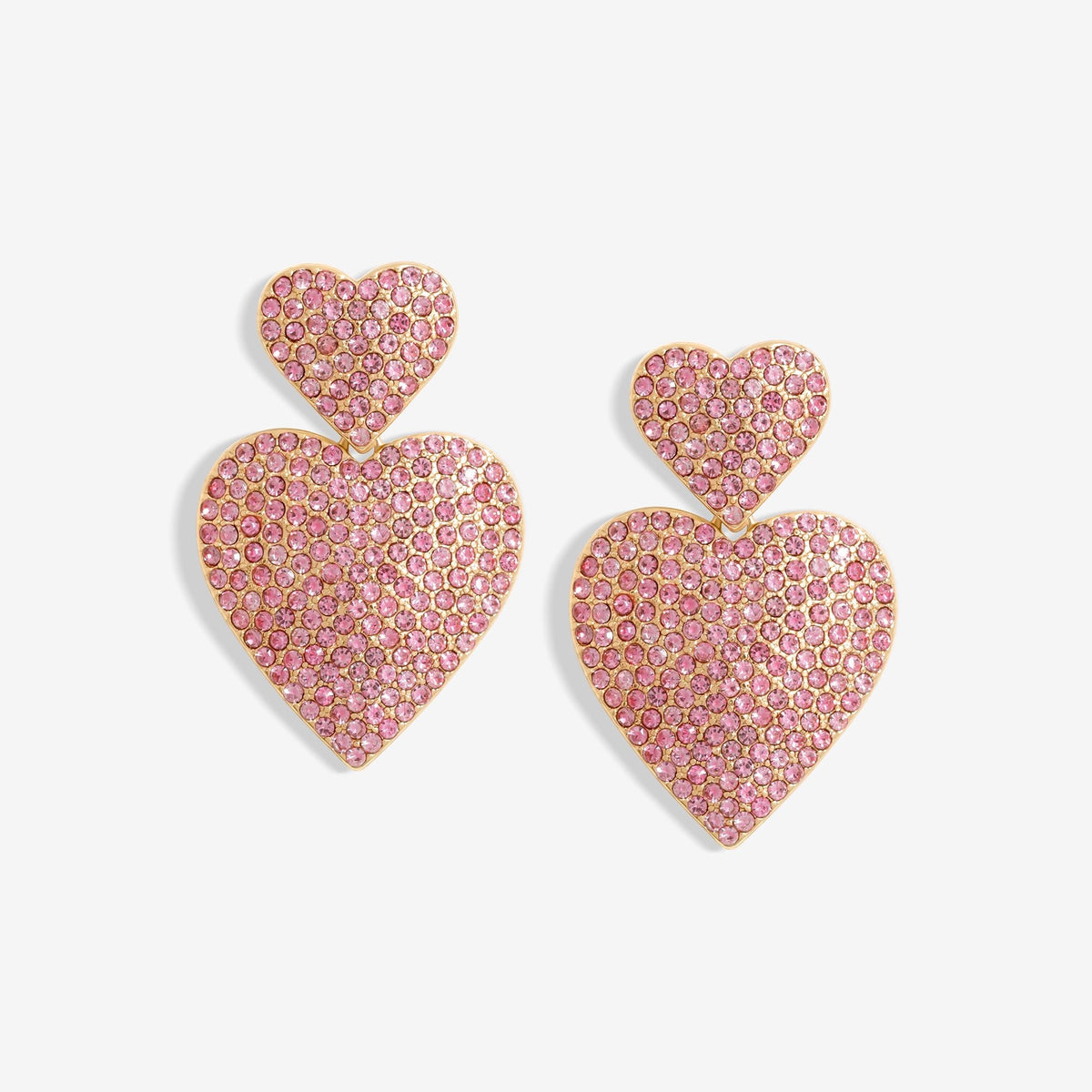 Mood Gold Pink Double Heart Drop Earrings