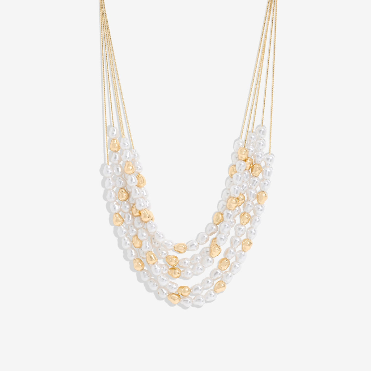 Mood Gold Pearl & Polished Multirow Necklace
