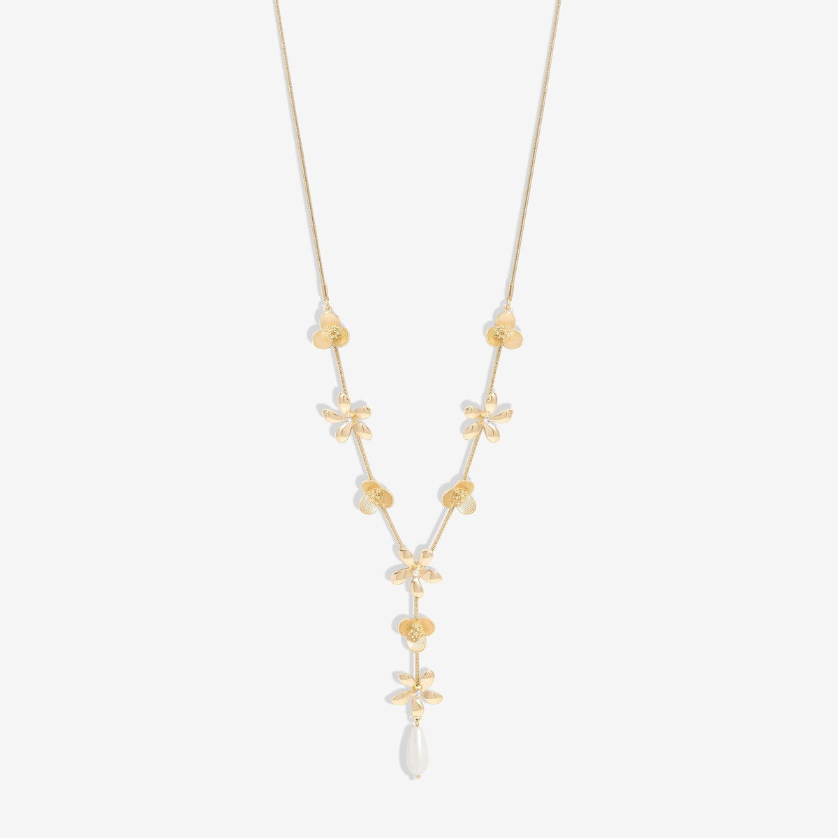 Mood Gold Mixed Flower Linear Y-Drop Necklace