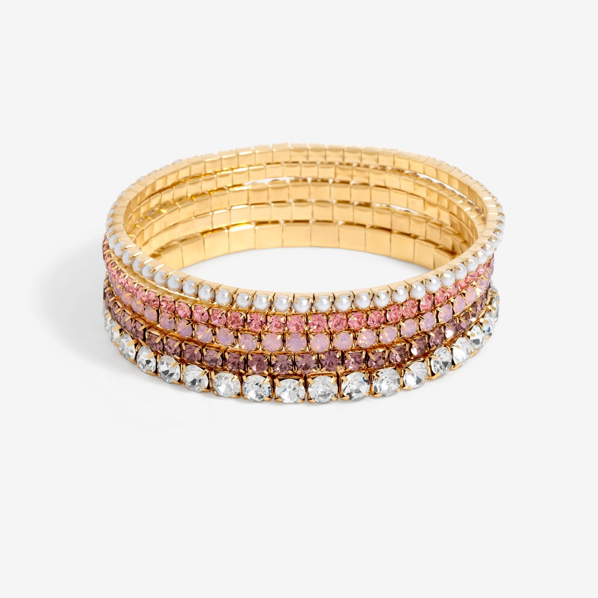 Mood Gold Romantic Tonal Mixed Stretch Bracelets - Pack Of 5