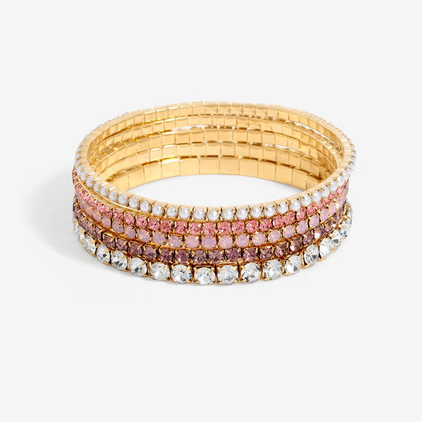 Mood Gold Romantic Tonal Mixed Stretch Bracelets - Pack Of 5