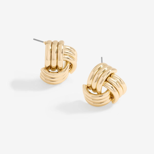 Mood Gold Ridged Triple Knot Stud Earrings