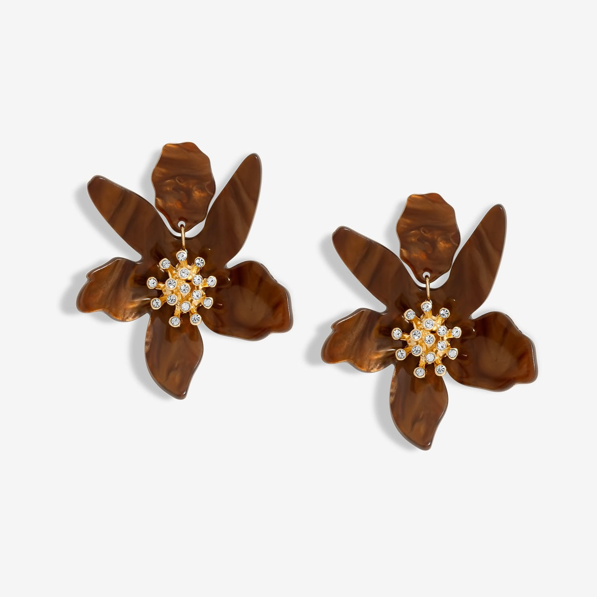Mood Gold Tort Resin Statement Flower Earrings