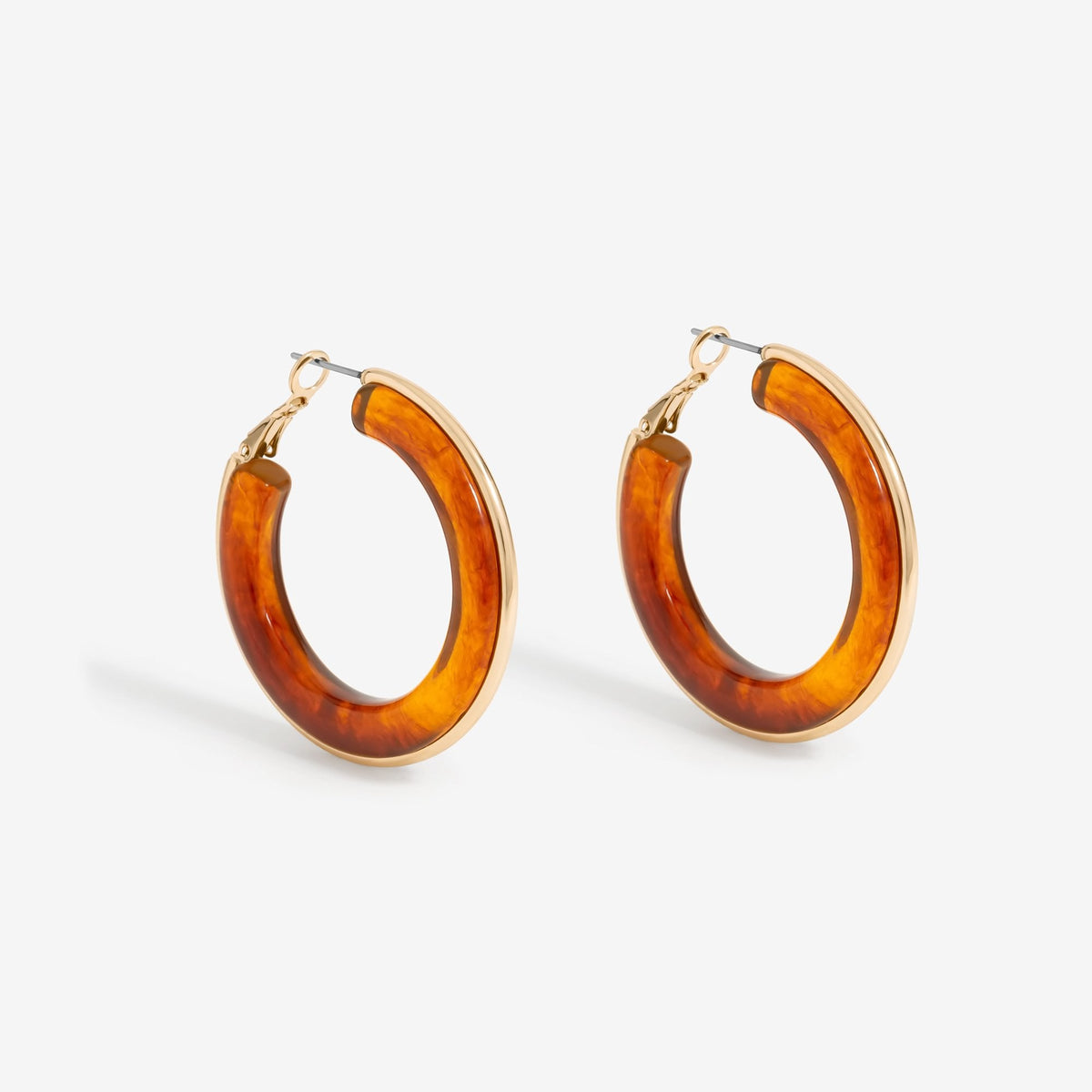 Mood Gold Tort Resin And Polished Large Hoops