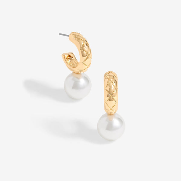 Mood Gold Quilted Pearl Hoop Earrings