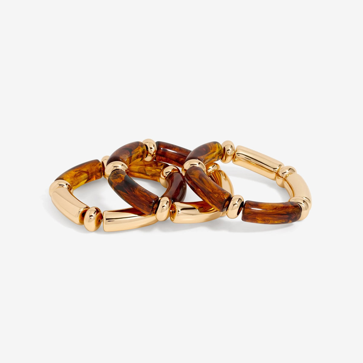 Mood Tort Resin And Polished Station Stretch Bracelets - Pack Of 3