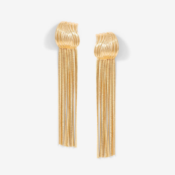 Mood Gold Ridged Snake Chain Statement Drop Earrings