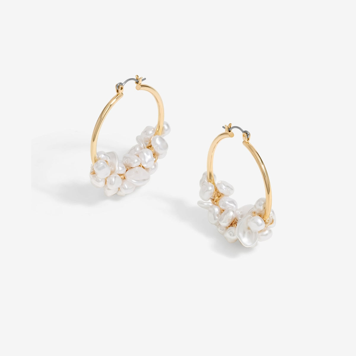 Mood Gold Pearl Cluster Hoop Earrings