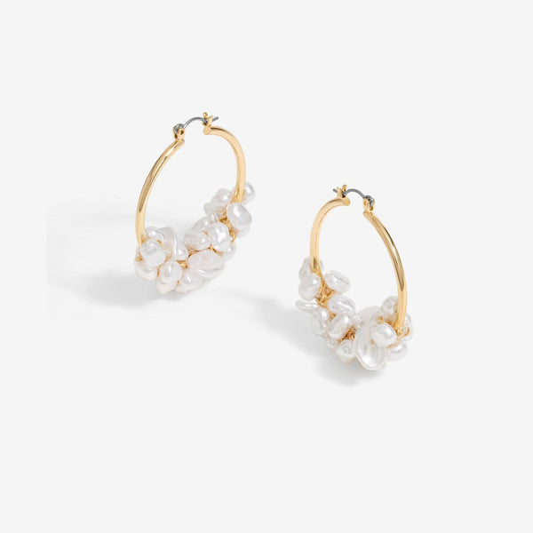 Mood Gold Pearl Cluster Hoop Earrings