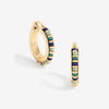 Mood Gold Blue Bead Hoop Earrings