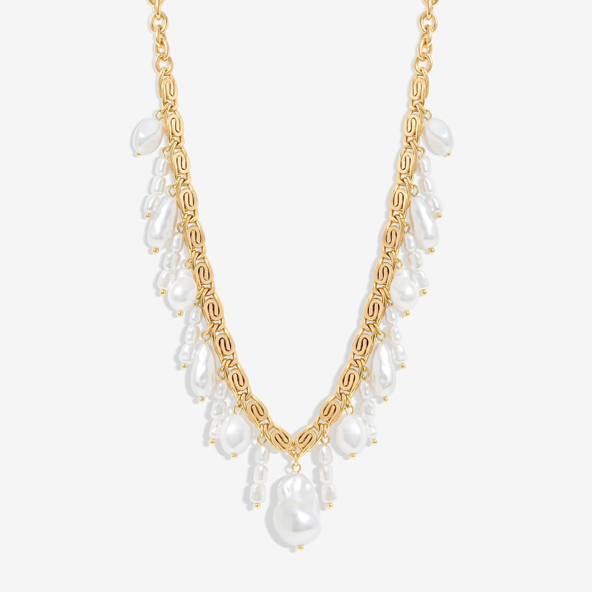 Mood Gold Cream Pearl Baroque Shaker Necklace