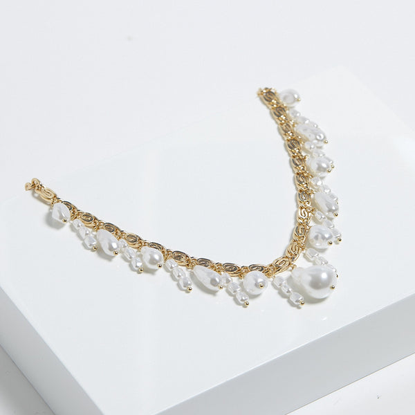 Mood Gold Cream Pearl Baroque Shaker Necklace