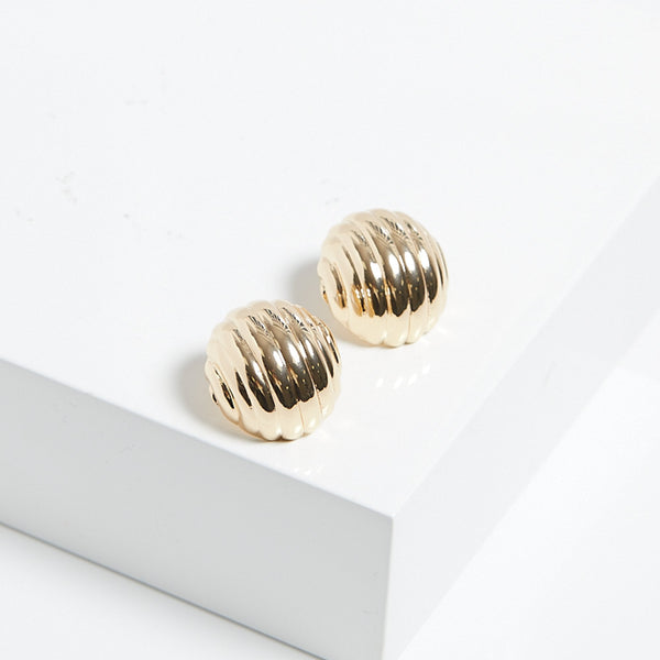 Mood Gold Large Ridged Stud Earrings