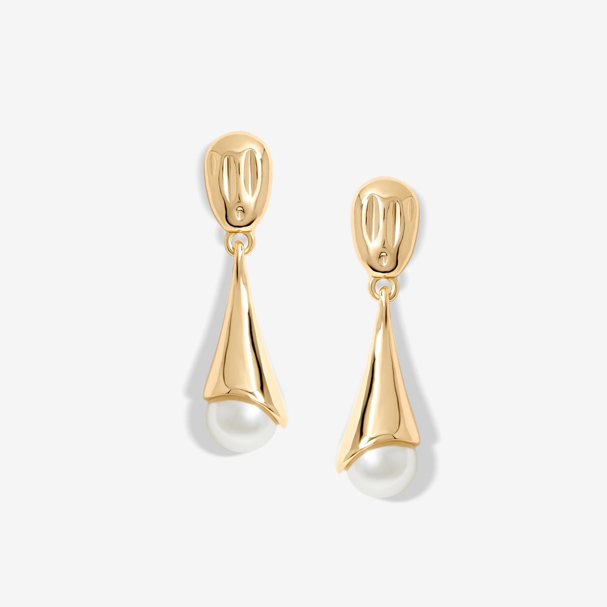 Mood Gold Molten Top Pearl Drop Earrings