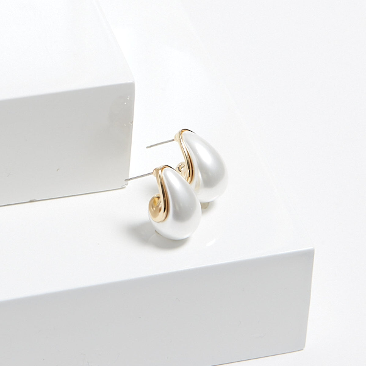 Mood Gold Pearl Dome Hoop Earrings