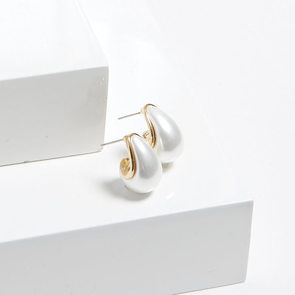 Mood Gold Pearl Dome Hoop Earrings