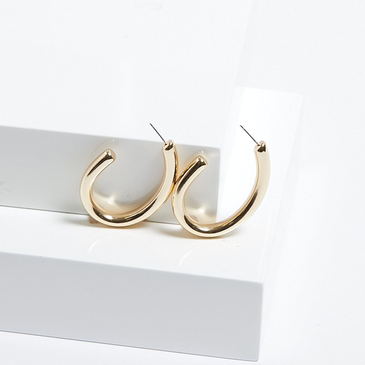 Mood Gold Polished Simple Large Hoop Earrings