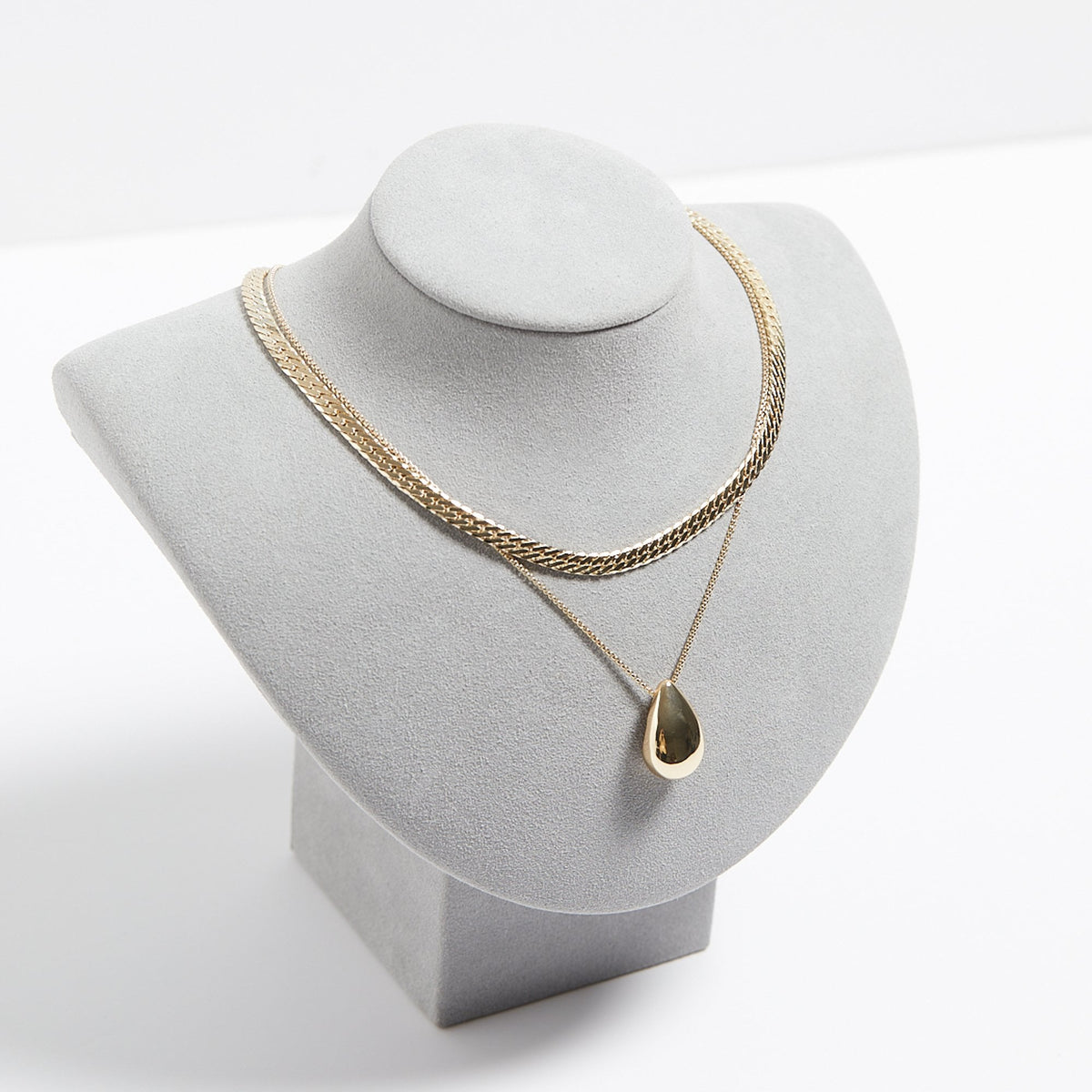Mood Gold Polished Dome Layered Chain Pendant Necklace - Pack Of 2