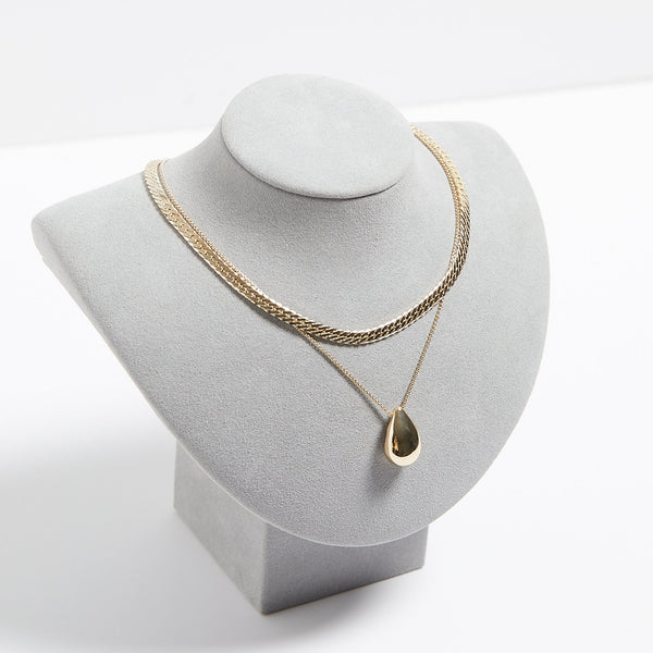 Mood Gold Polished Dome Layered Chain Pendant Necklace - Pack Of 2